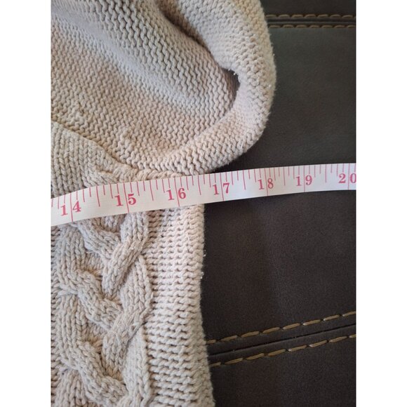 Old Navy Women Cable Knit Sweater Beige XS Crew Neck Chunk Light Academia Preppy - Picture 7 of 8
